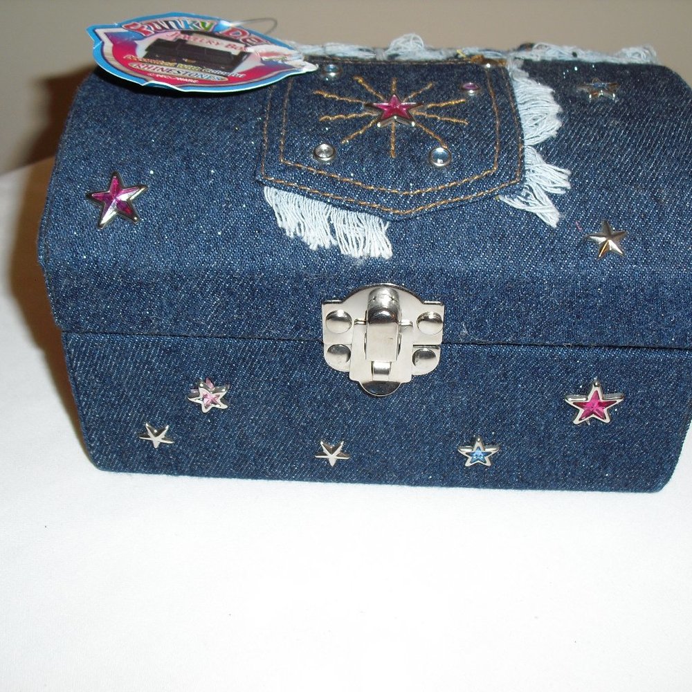 FUNKY Denim Jewelry Box - New w/ TAG - Rhinestones